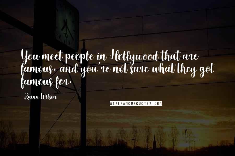 Rainn Wilson Quotes: You meet people in Hollywood that are famous, and you're not sure what they got famous for.