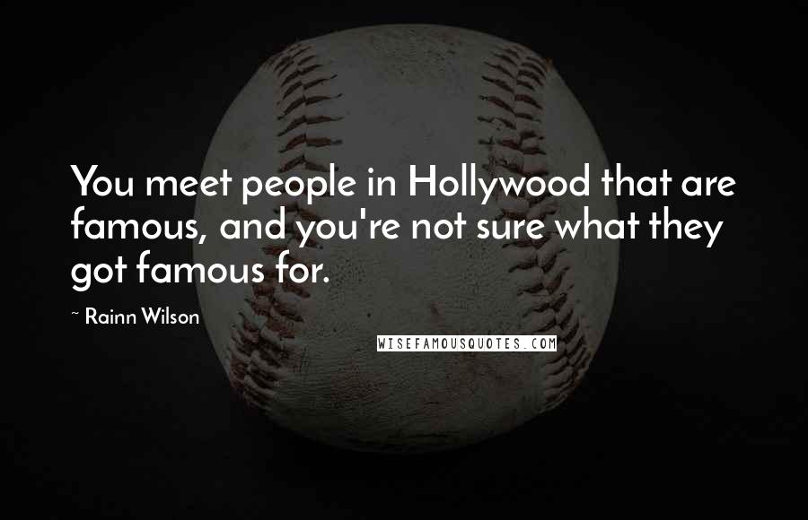 Rainn Wilson Quotes: You meet people in Hollywood that are famous, and you're not sure what they got famous for.