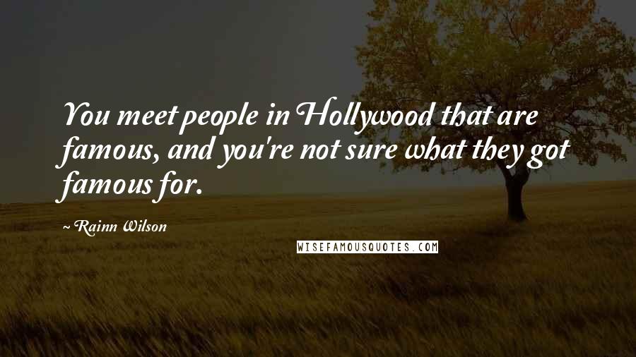 Rainn Wilson Quotes: You meet people in Hollywood that are famous, and you're not sure what they got famous for.