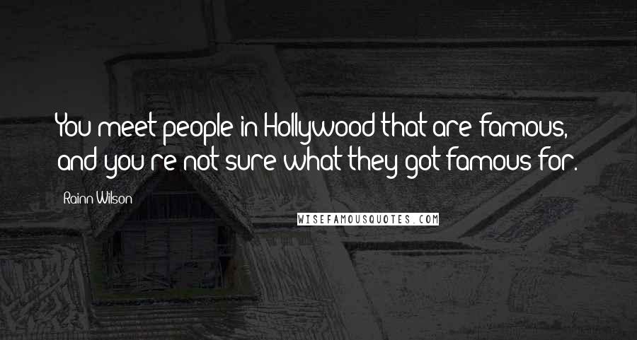 Rainn Wilson Quotes: You meet people in Hollywood that are famous, and you're not sure what they got famous for.