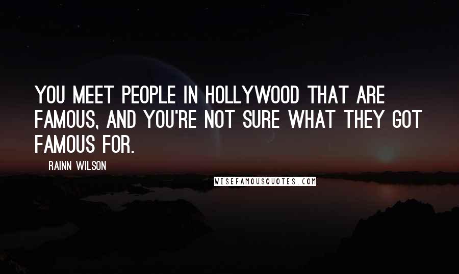 Rainn Wilson Quotes: You meet people in Hollywood that are famous, and you're not sure what they got famous for.