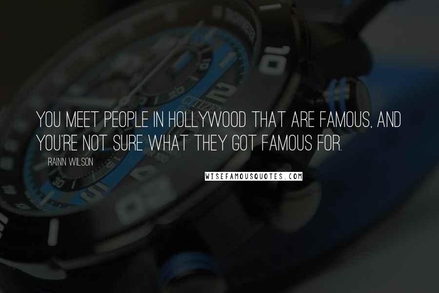 Rainn Wilson Quotes: You meet people in Hollywood that are famous, and you're not sure what they got famous for.