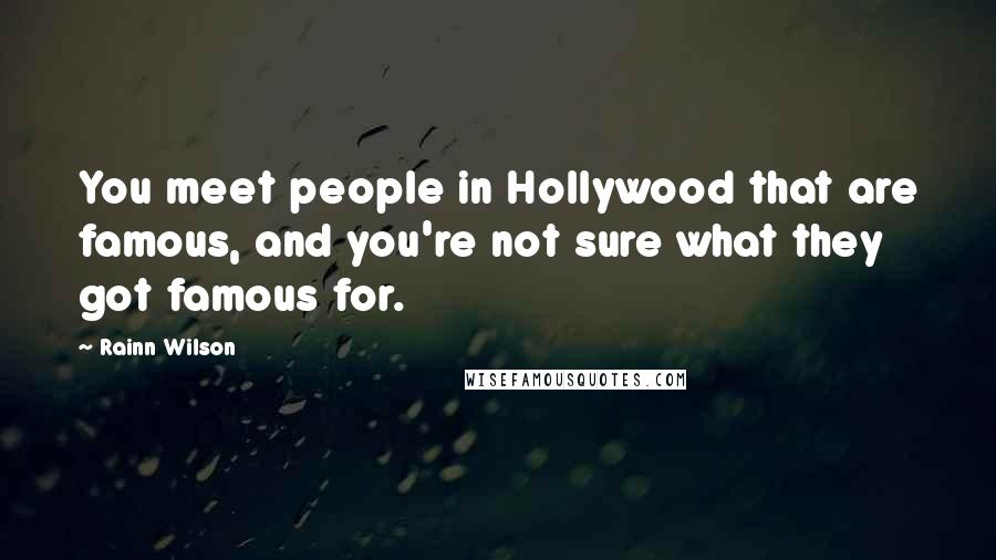 Rainn Wilson Quotes: You meet people in Hollywood that are famous, and you're not sure what they got famous for.