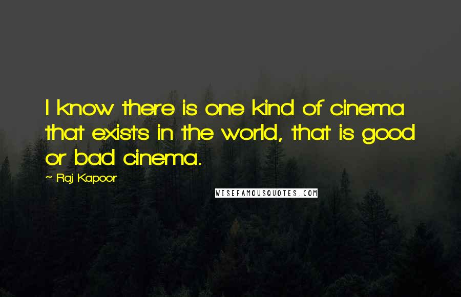 Raj Kapoor Quotes: I know there is one kind of cinema that exists in the world, that is good or bad cinema.