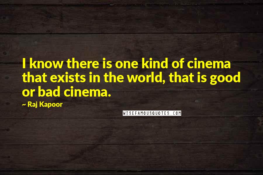 Raj Kapoor Quotes: I know there is one kind of cinema that exists in the world, that is good or bad cinema.