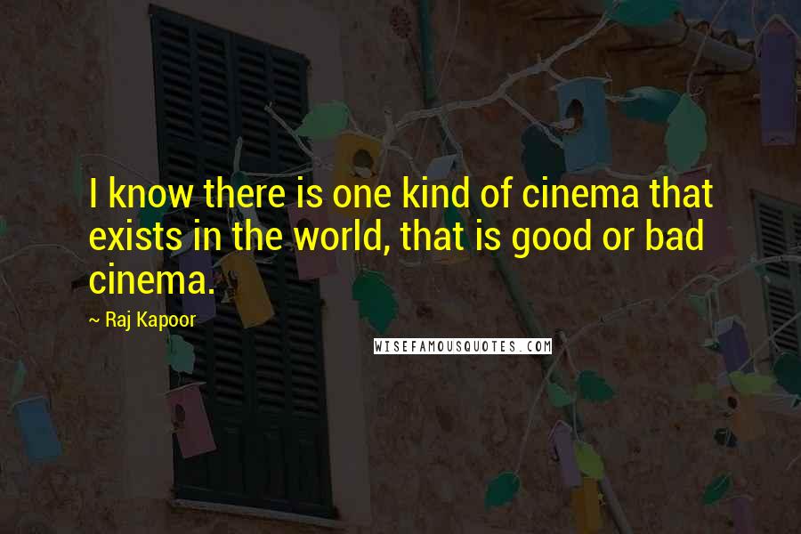 Raj Kapoor Quotes: I know there is one kind of cinema that exists in the world, that is good or bad cinema.