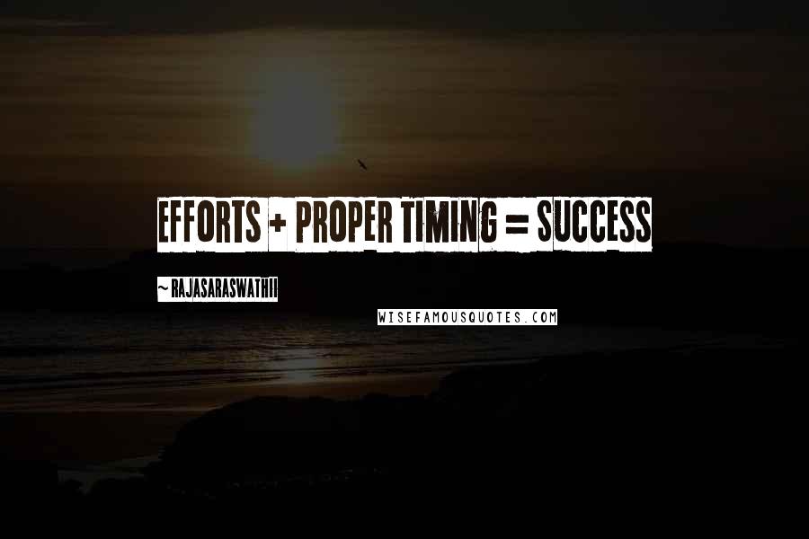 Rajasaraswathii Quotes: Efforts + Proper Timing = Success