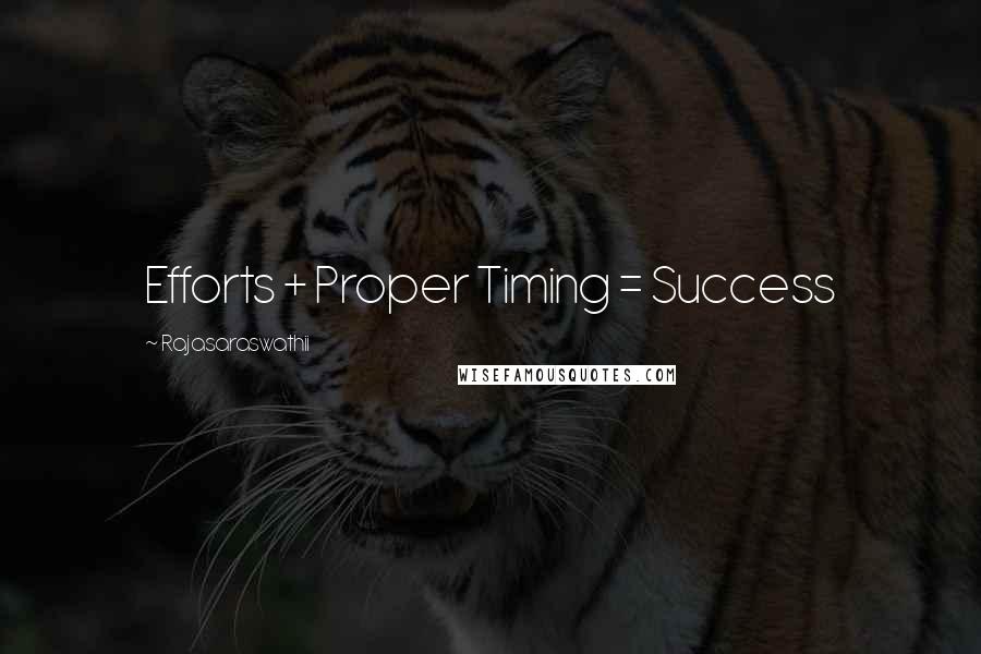 Rajasaraswathii Quotes: Efforts + Proper Timing = Success