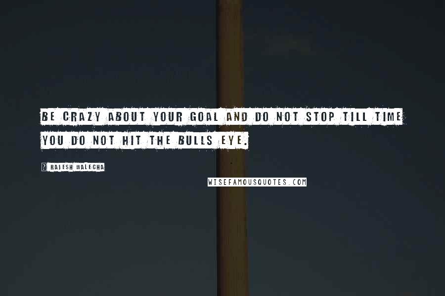 Rajesh Walecha Quotes: Be crazy about your goal and do not stop till time you do not hit the bulls eye.