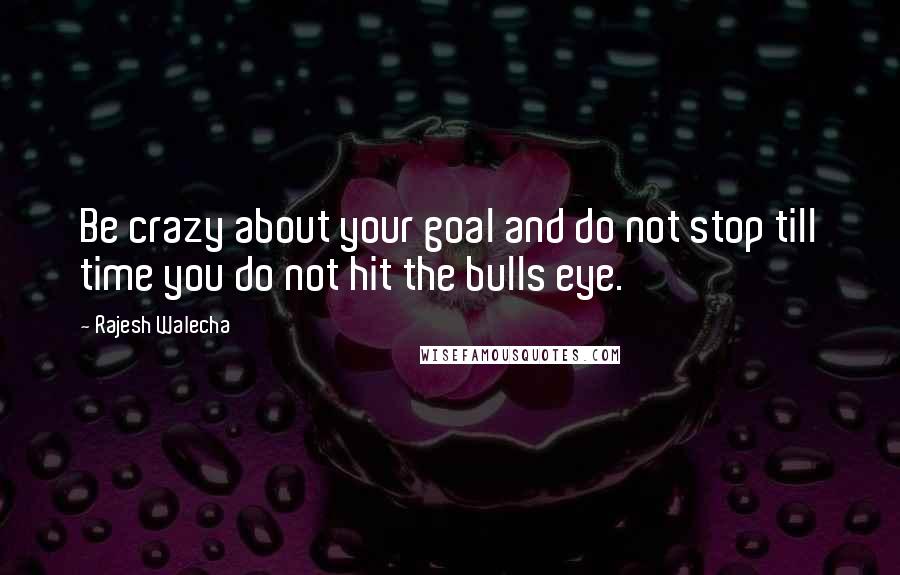 Rajesh Walecha Quotes: Be crazy about your goal and do not stop till time you do not hit the bulls eye.