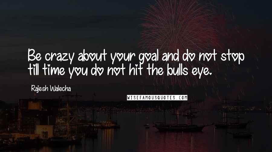 Rajesh Walecha Quotes: Be crazy about your goal and do not stop till time you do not hit the bulls eye.