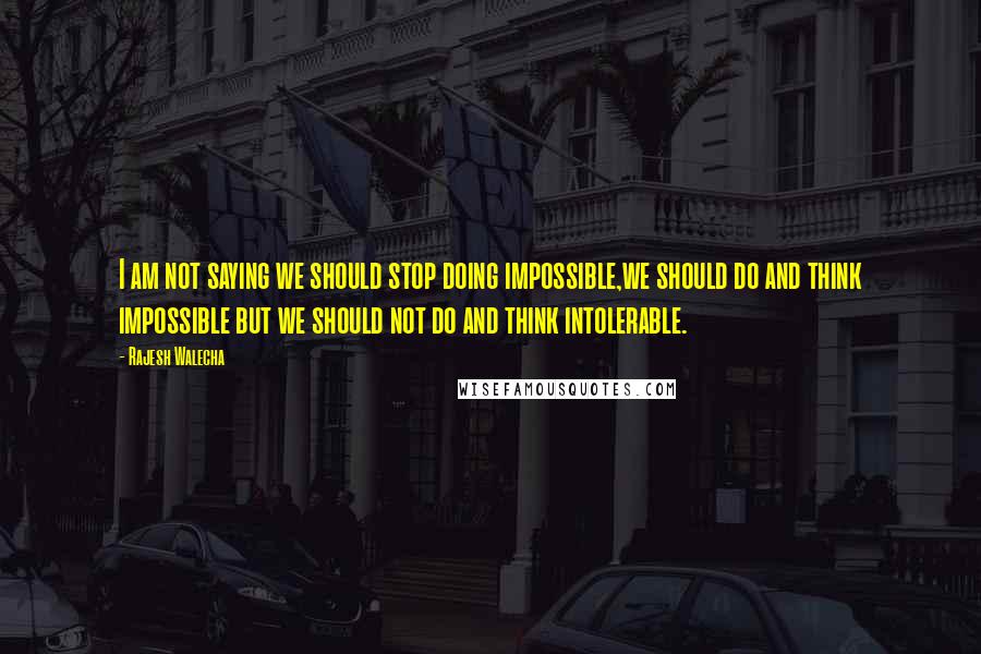 Rajesh Walecha Quotes: I am not saying we should stop doing impossible,we should do and think impossible but we should not do and think intolerable.