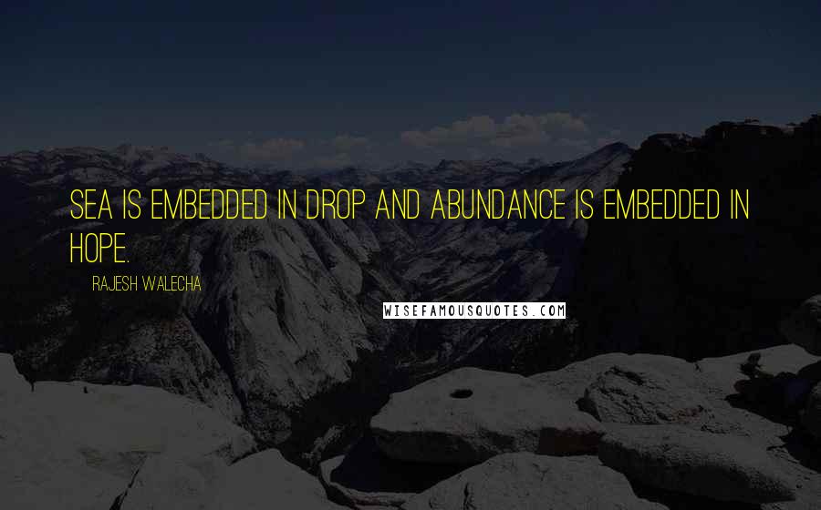 Rajesh Walecha Quotes: sea is embedded in drop and abundance is embedded in hope.