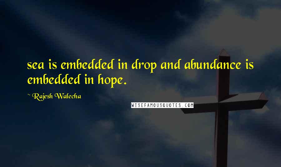 Rajesh Walecha Quotes: sea is embedded in drop and abundance is embedded in hope.