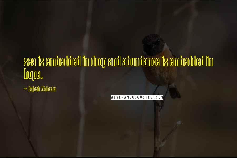 Rajesh Walecha Quotes: sea is embedded in drop and abundance is embedded in hope.