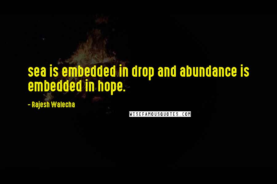 Rajesh Walecha Quotes: sea is embedded in drop and abundance is embedded in hope.