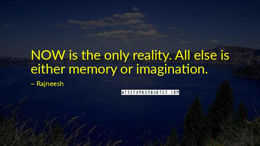 Rajneesh Quotes: NOW is the only reality. All else is either memory or imagination.