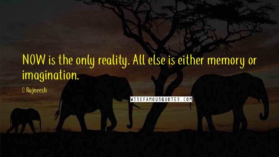 Rajneesh Quotes: NOW is the only reality. All else is either memory or imagination.