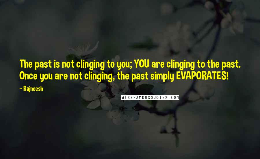 Rajneesh Quotes: The past is not clinging to you; YOU are clinging to the past. Once you are not clinging, the past simply EVAPORATES!