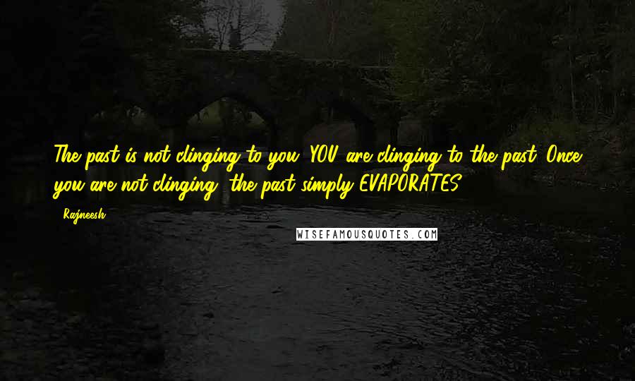 Rajneesh Quotes: The past is not clinging to you; YOU are clinging to the past. Once you are not clinging, the past simply EVAPORATES!