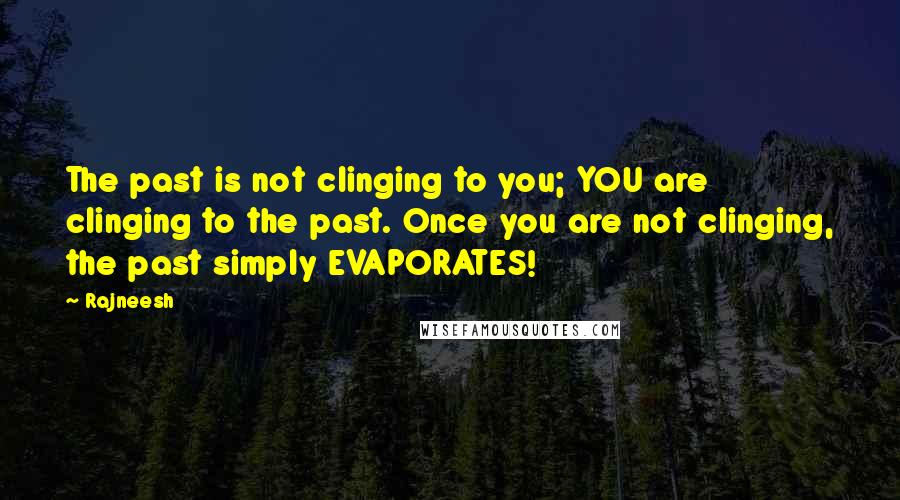 Rajneesh Quotes: The past is not clinging to you; YOU are clinging to the past. Once you are not clinging, the past simply EVAPORATES!
