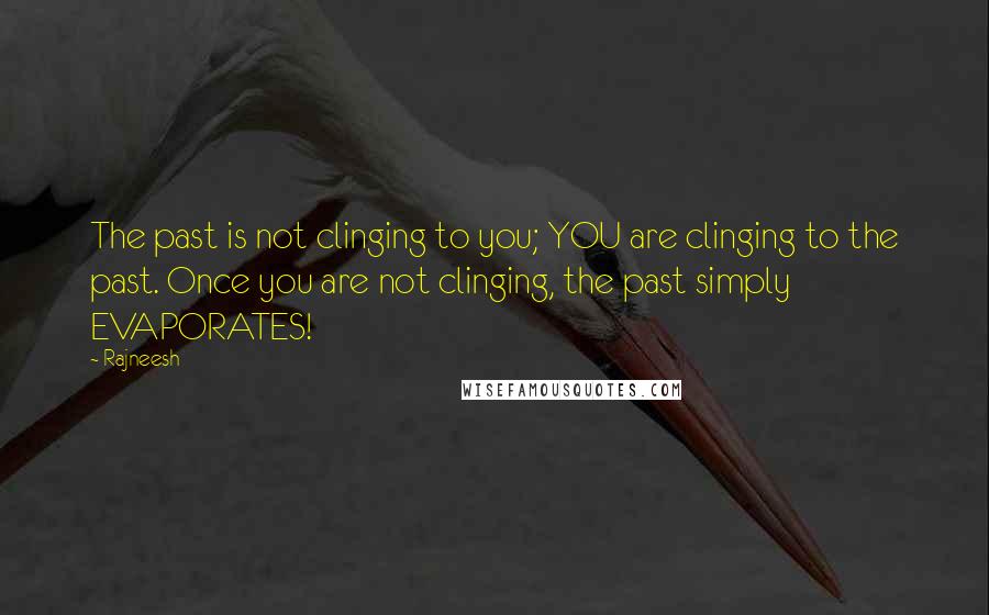 Rajneesh Quotes: The past is not clinging to you; YOU are clinging to the past. Once you are not clinging, the past simply EVAPORATES!