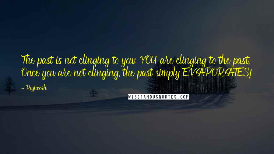 Rajneesh Quotes: The past is not clinging to you; YOU are clinging to the past. Once you are not clinging, the past simply EVAPORATES!