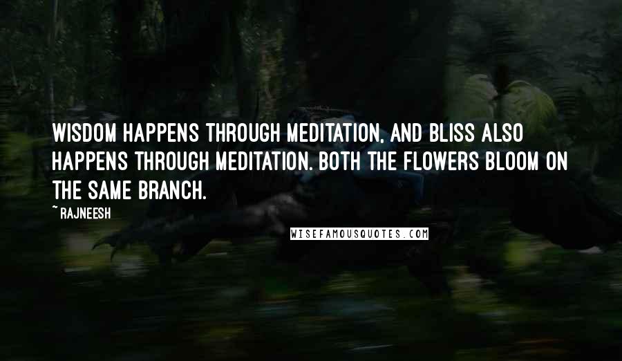 Rajneesh Quotes: Wisdom happens through meditation, and bliss also happens through meditation. Both the flowers bloom on the same branch.