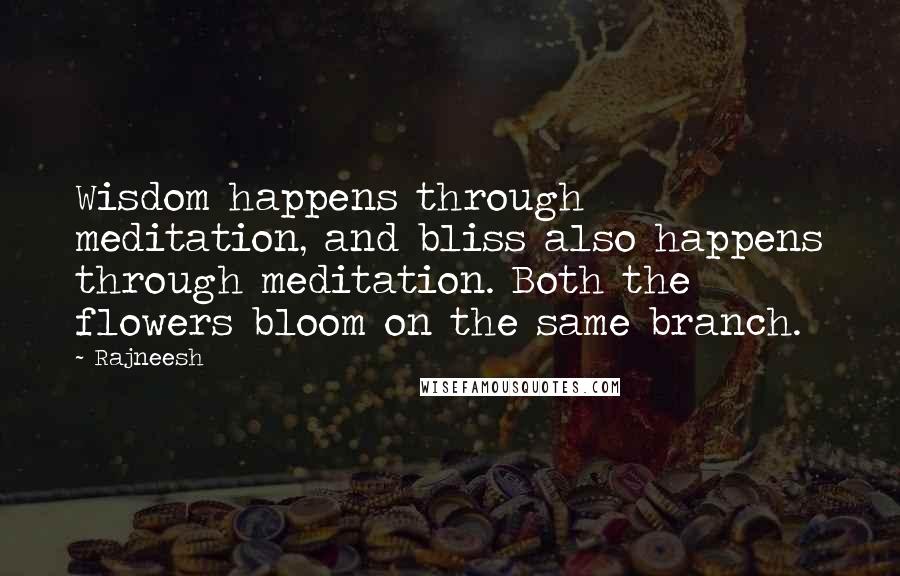 Rajneesh Quotes: Wisdom happens through meditation, and bliss also happens through meditation. Both the flowers bloom on the same branch.