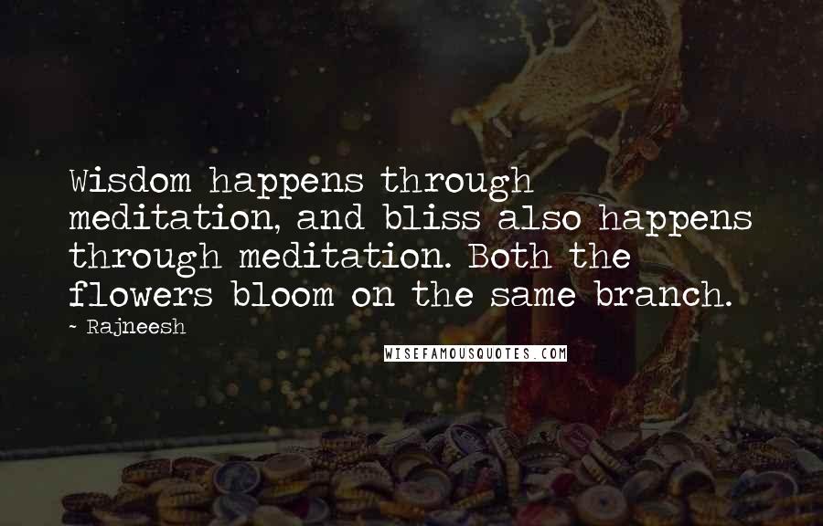 Rajneesh Quotes: Wisdom happens through meditation, and bliss also happens through meditation. Both the flowers bloom on the same branch.