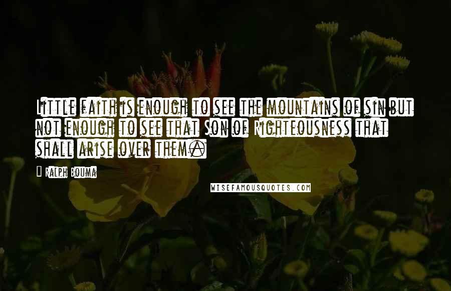 Ralph Bouma Quotes: Little faith is enough to see the mountains of sin but not enough to see that Son of Righteousness that shall arise over them.
