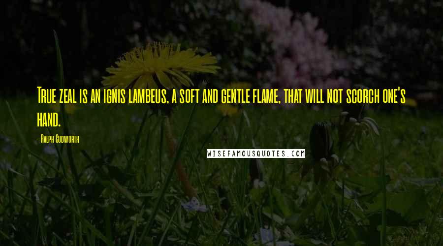 Ralph Cudworth Quotes: True zeal is an ignis lambeus, a soft and gentle flame, that will not scorch one's hand.