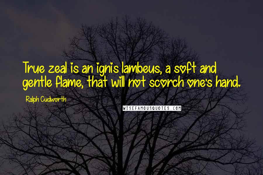 Ralph Cudworth Quotes: True zeal is an ignis lambeus, a soft and gentle flame, that will not scorch one's hand.