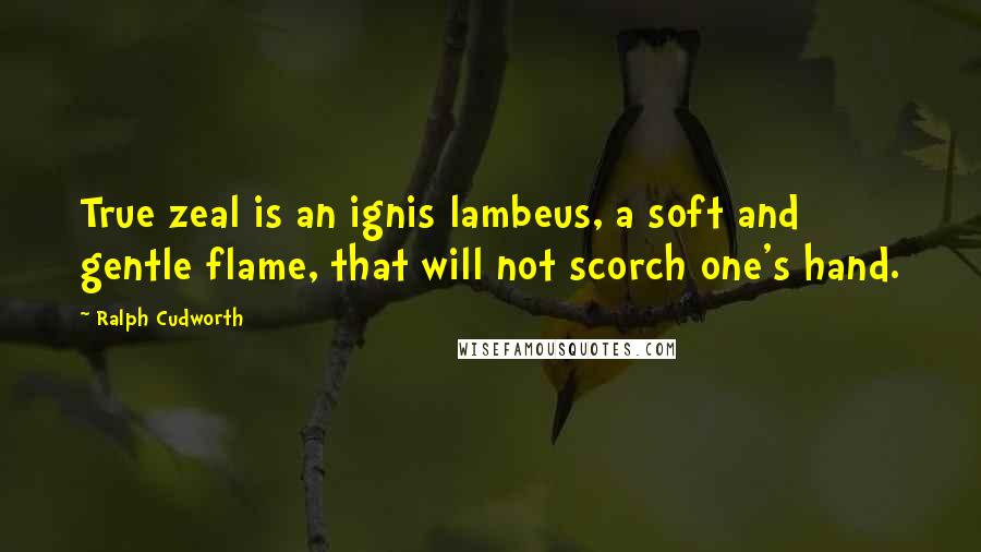 Ralph Cudworth Quotes: True zeal is an ignis lambeus, a soft and gentle flame, that will not scorch one's hand.