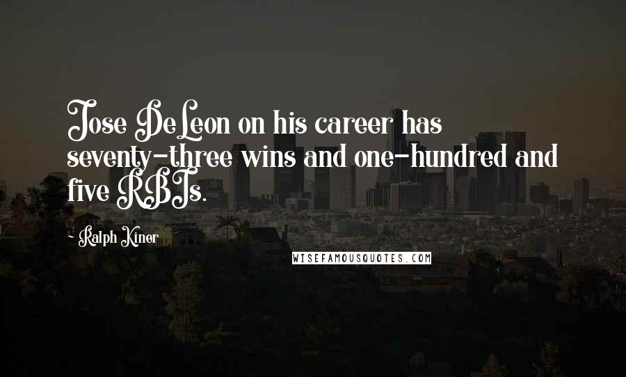 Ralph Kiner Quotes: Jose DeLeon on his career has seventy-three wins and one-hundred and five RBIs.