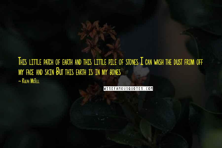 Ralph McTell Quotes: This little patch of earth and this little pile of stones I can wash the dust from off my face and skin But this earth is in my bones
