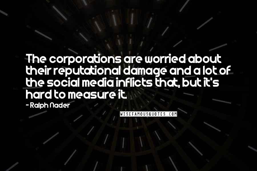 Ralph Nader Quotes: The corporations are worried about their reputational damage and a lot of the social media inflicts that, but it's hard to measure it.