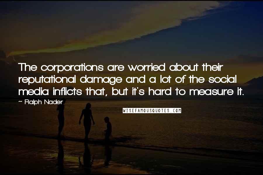 Ralph Nader Quotes: The corporations are worried about their reputational damage and a lot of the social media inflicts that, but it's hard to measure it.