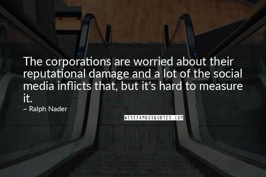 Ralph Nader Quotes: The corporations are worried about their reputational damage and a lot of the social media inflicts that, but it's hard to measure it.