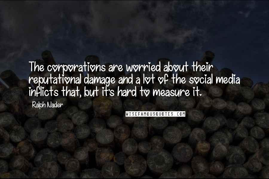 Ralph Nader Quotes: The corporations are worried about their reputational damage and a lot of the social media inflicts that, but it's hard to measure it.