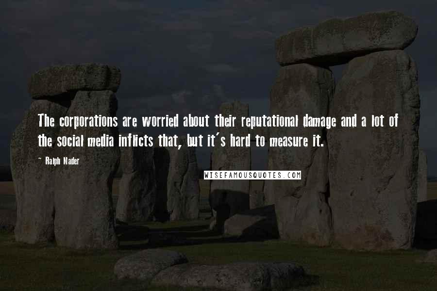 Ralph Nader Quotes: The corporations are worried about their reputational damage and a lot of the social media inflicts that, but it's hard to measure it.