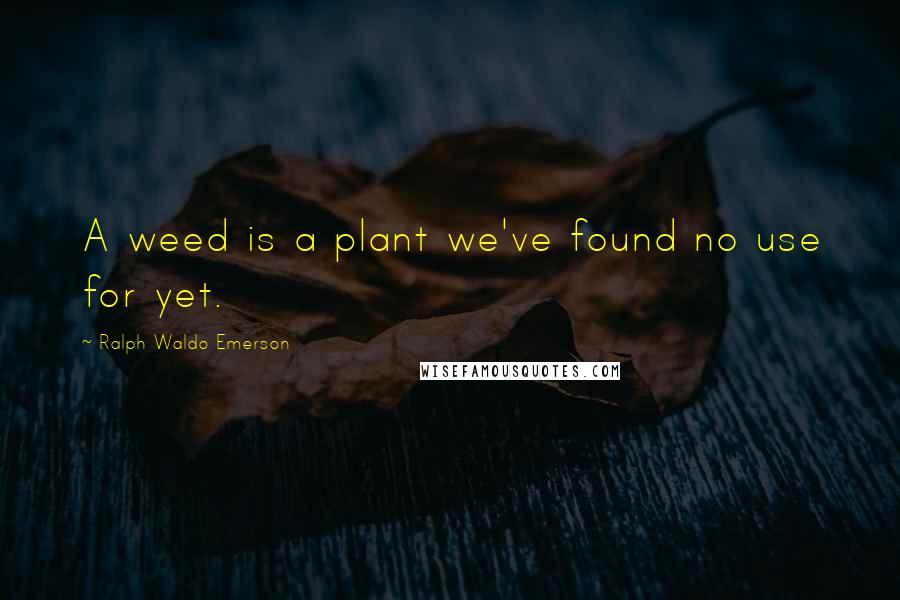 Ralph Waldo Emerson Quotes: A weed is a plant we've found no use for yet.