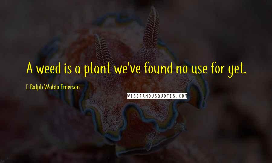 Ralph Waldo Emerson Quotes: A weed is a plant we've found no use for yet.