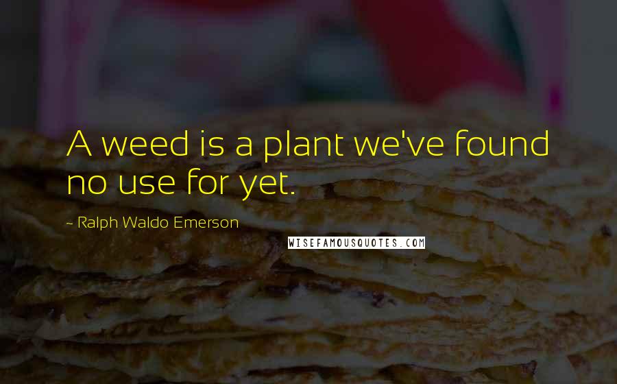 Ralph Waldo Emerson Quotes: A weed is a plant we've found no use for yet.