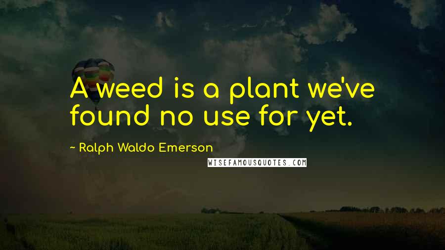 Ralph Waldo Emerson Quotes: A weed is a plant we've found no use for yet.