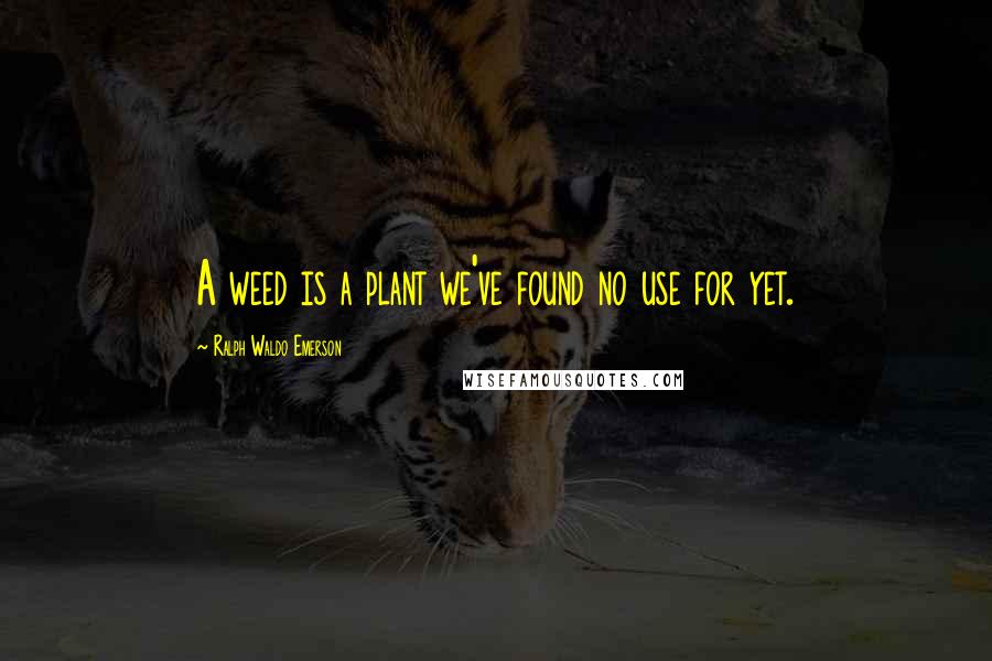 Ralph Waldo Emerson Quotes: A weed is a plant we've found no use for yet.