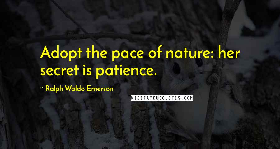 Ralph Waldo Emerson Quotes: Adopt the pace of nature: her secret is patience.