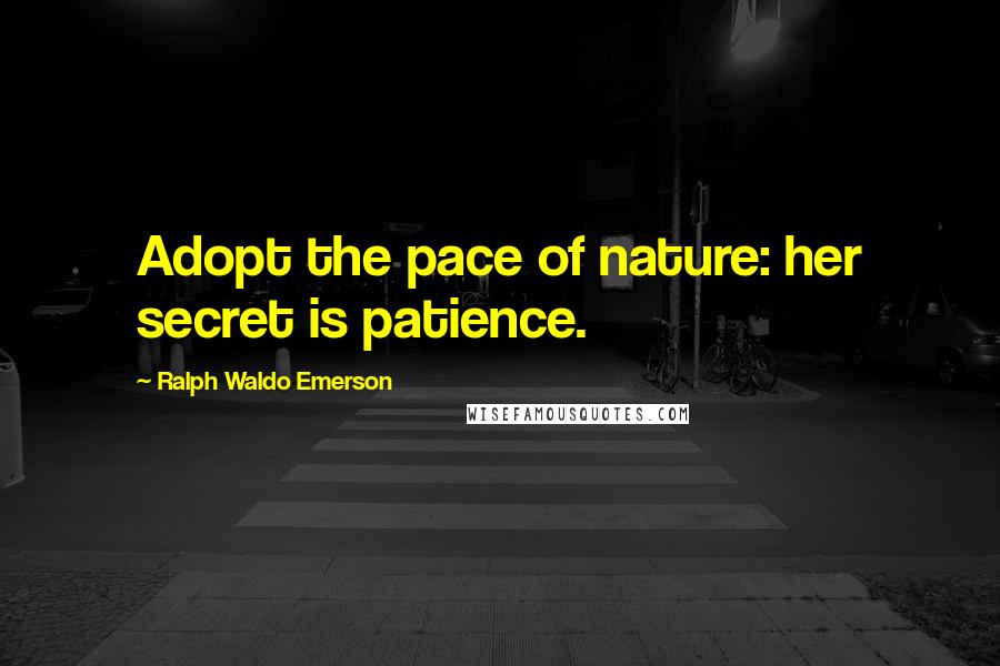 Ralph Waldo Emerson Quotes: Adopt the pace of nature: her secret is patience.