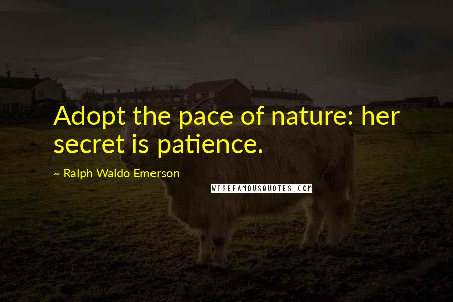 Ralph Waldo Emerson Quotes: Adopt the pace of nature: her secret is patience.