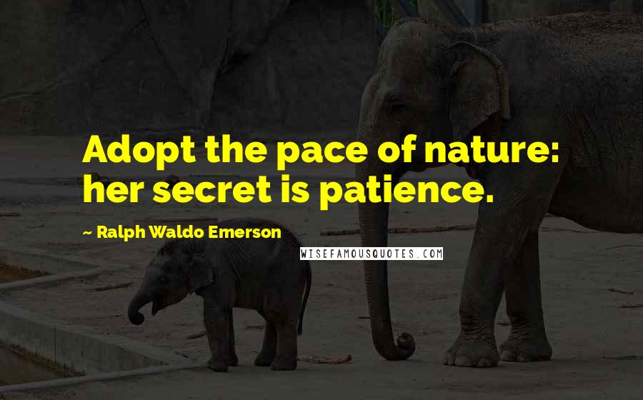 Ralph Waldo Emerson Quotes: Adopt the pace of nature: her secret is patience.